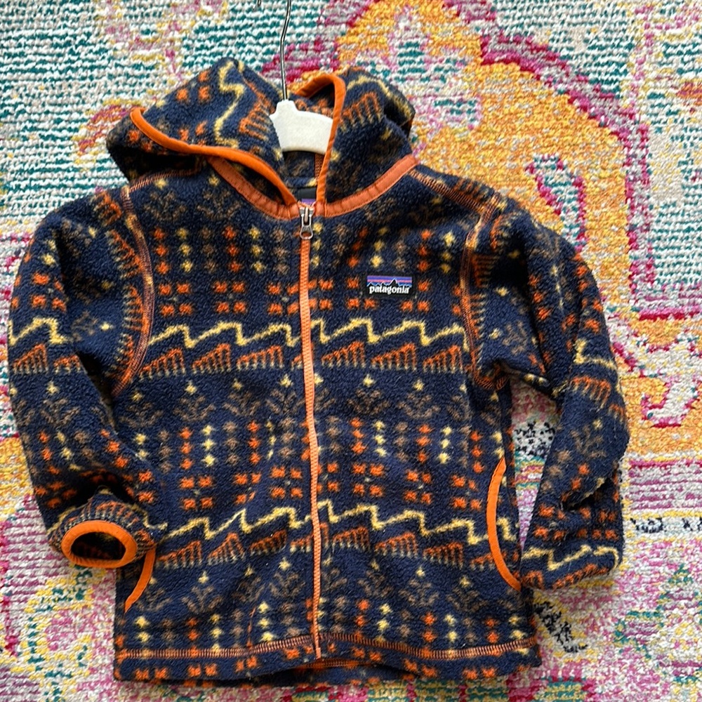 Patagonia Kids' Navy and Orange Fleece Hoodie